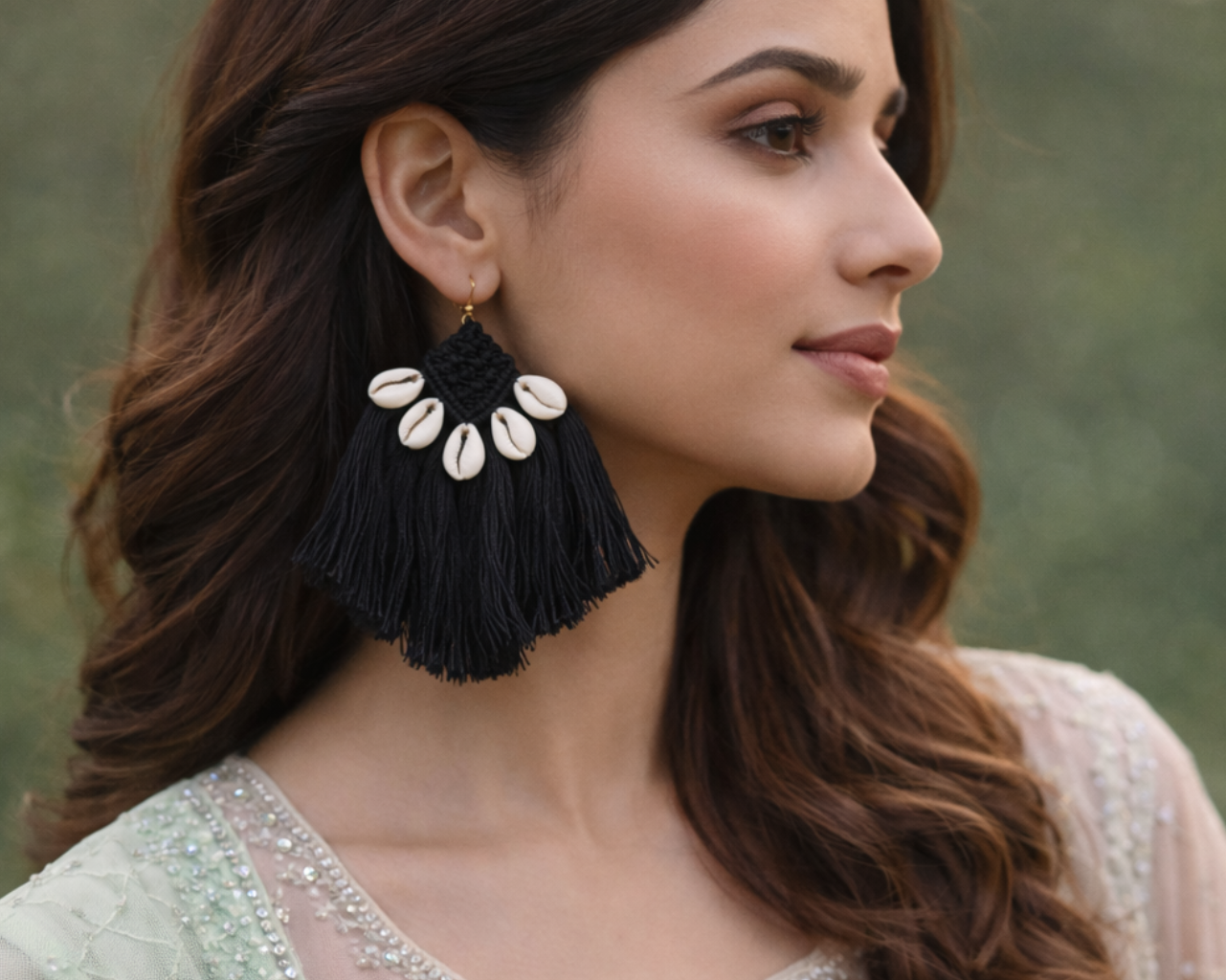 Black Shellora Handing Earrings