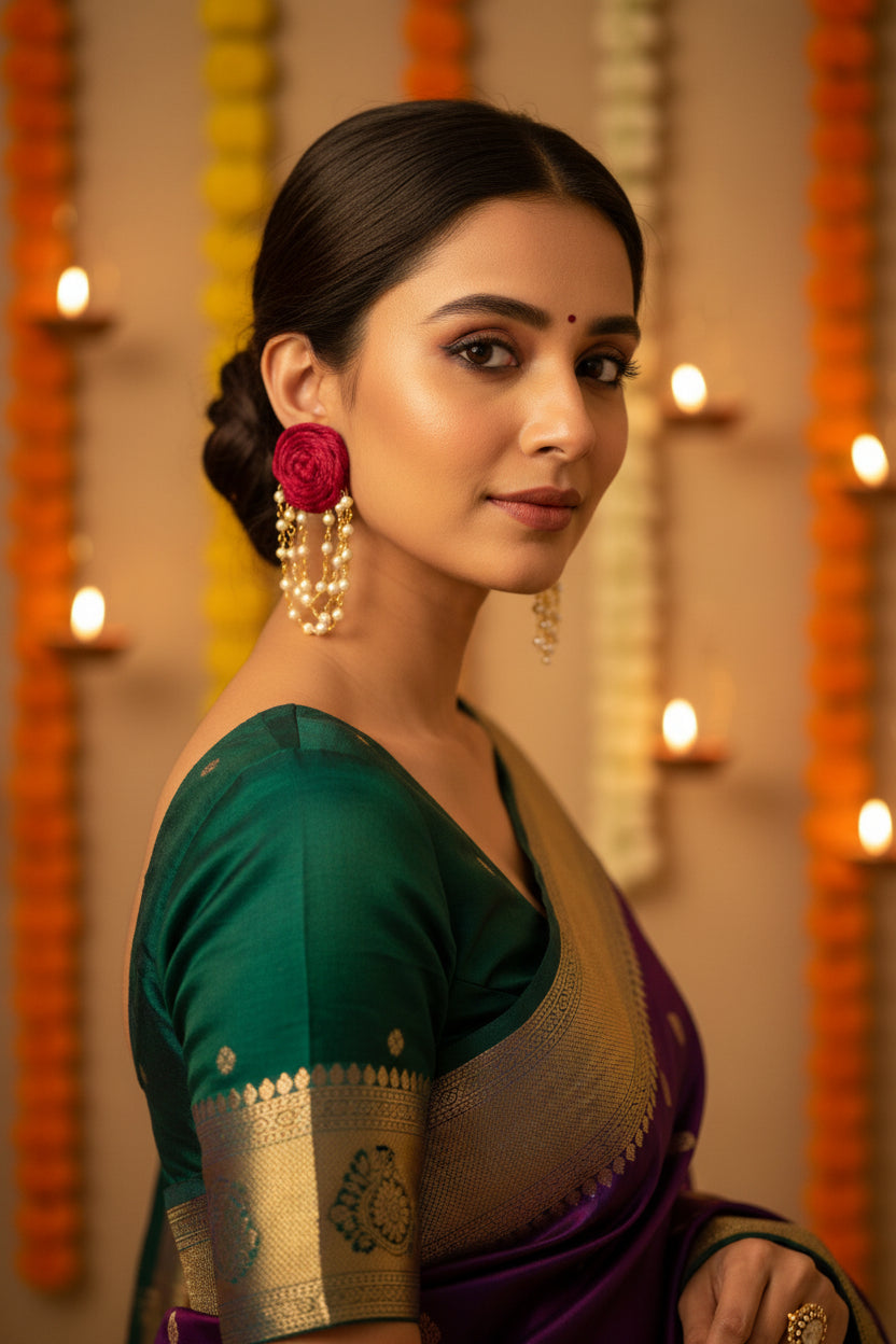 Maroon Noor Earring