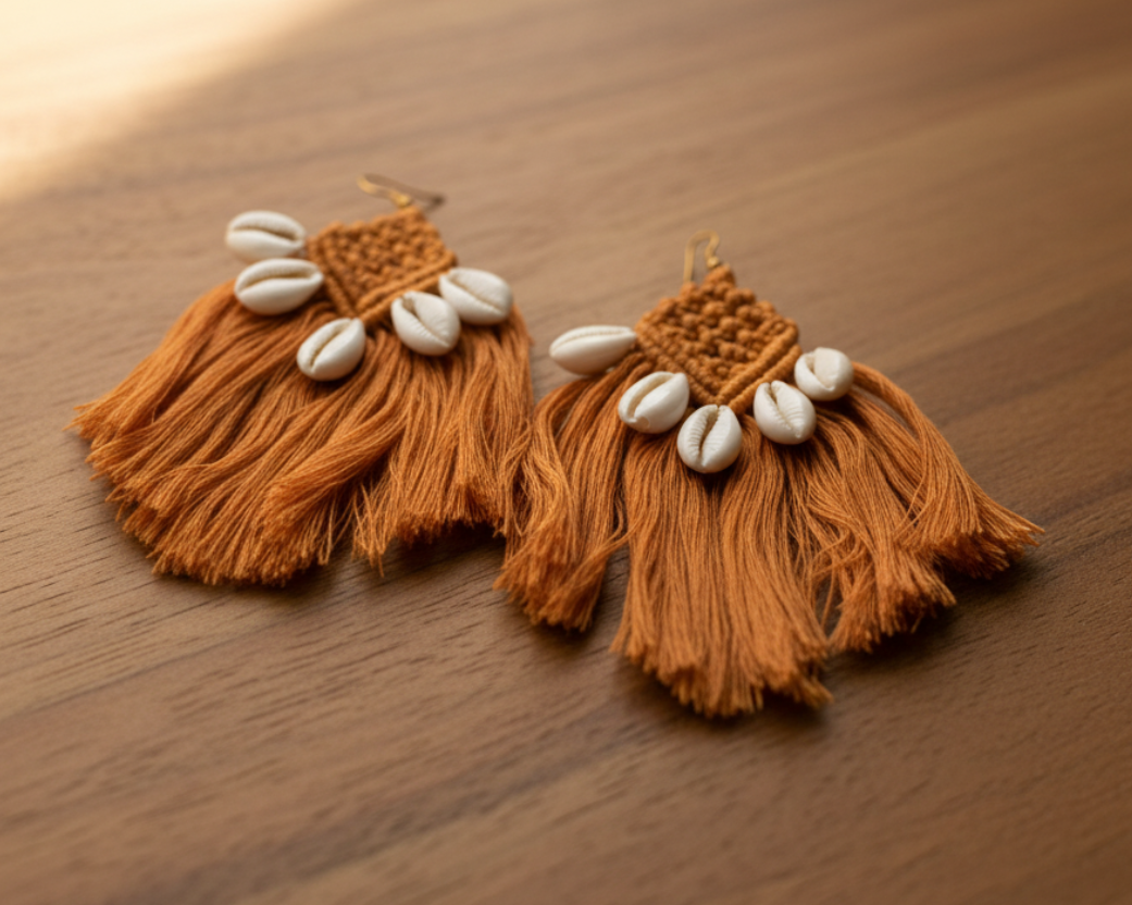 Orange Shellora Hanging Earrings