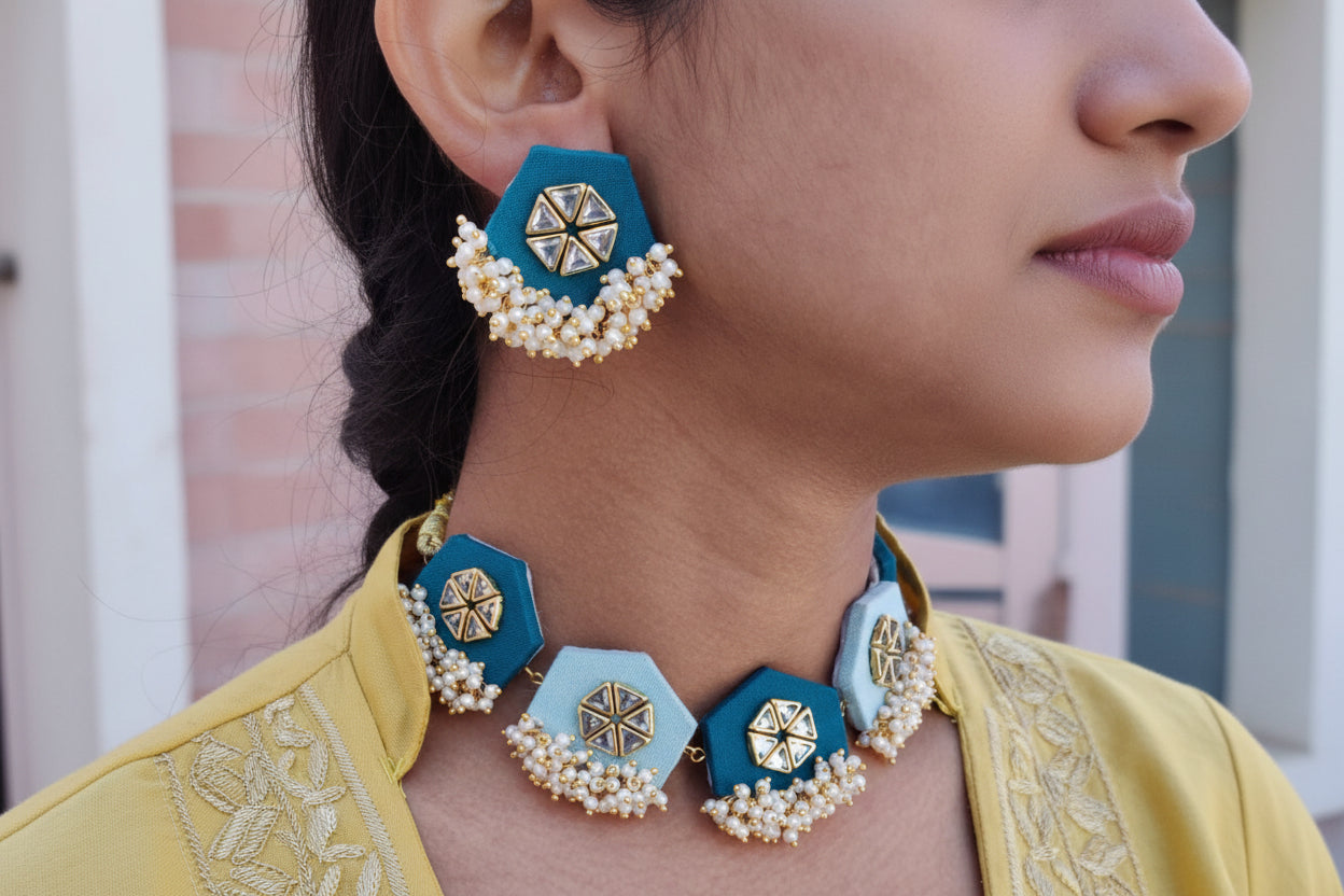 Blue Sampada Necklace set