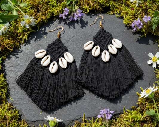 Black Shellora Handing Earrings