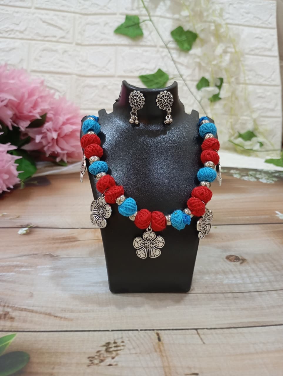 Blue and Red Taruni Necklace