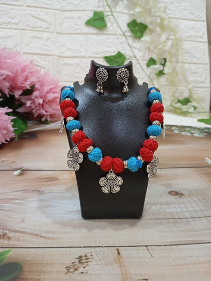 Blue and Red Taruni Necklace