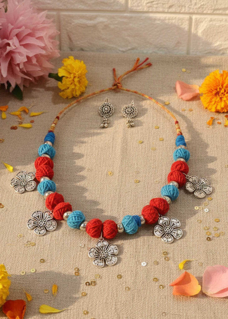 Blue and Red Taruni Necklace