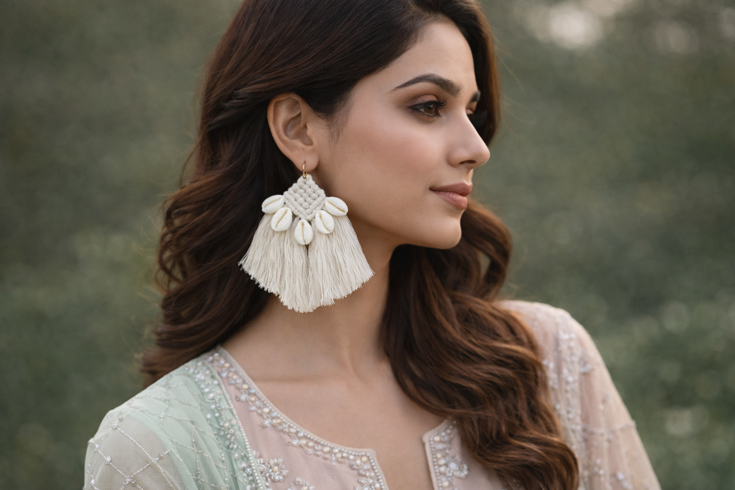 White Shellora Hanging Earring