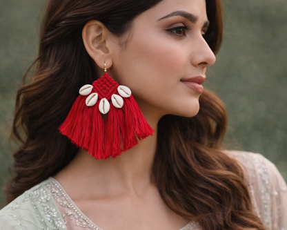 Red Shellora Hanging Earring
