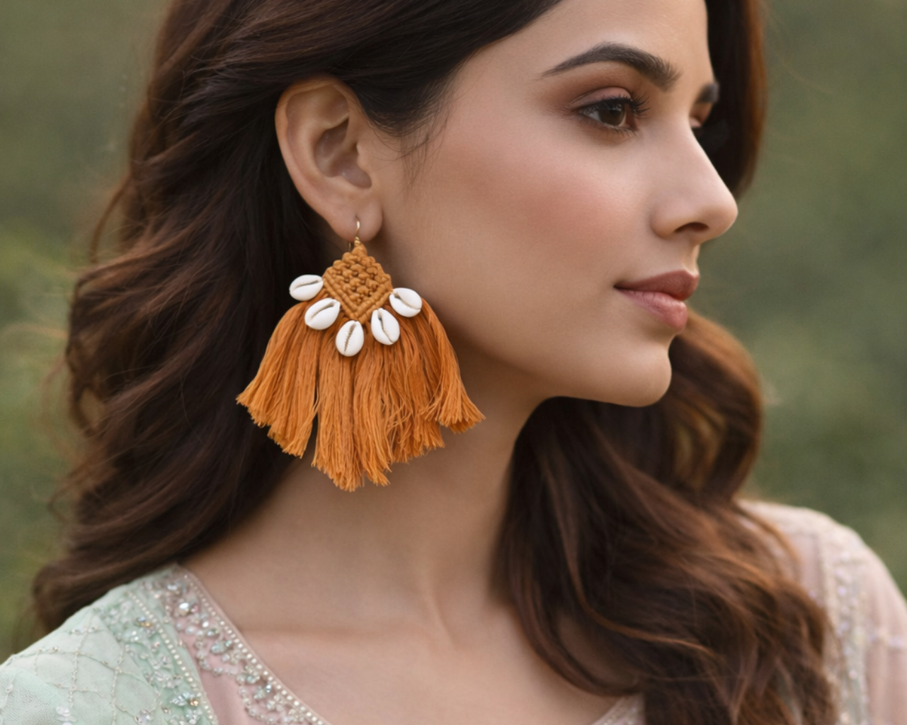 Orange Shellora Hanging Earrings