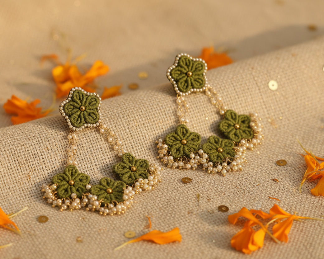 Green Radhika Earrings