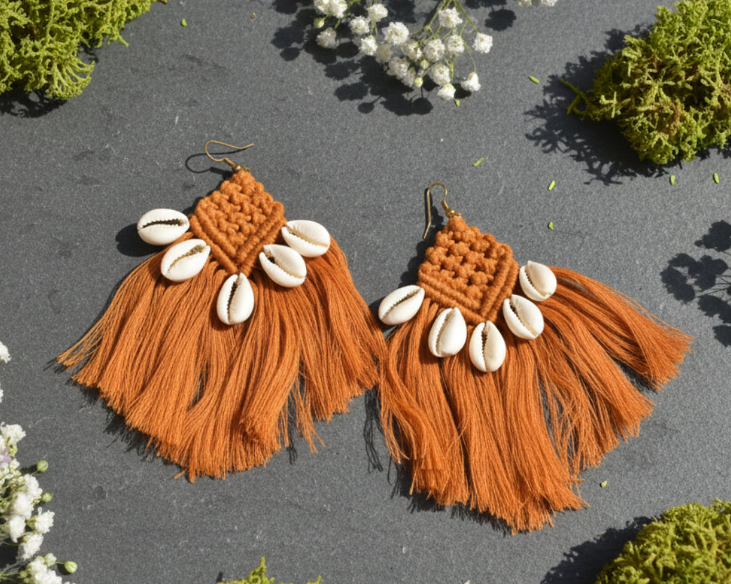 Orange Shellora Hanging Earrings