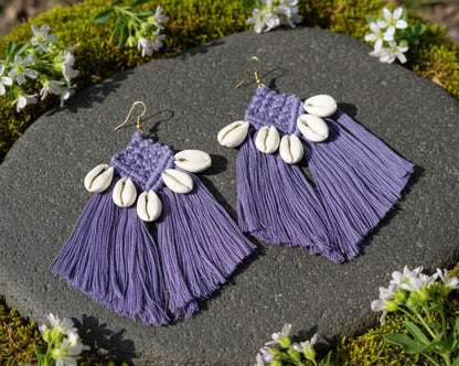 Purple Shellora Hanging Earrings