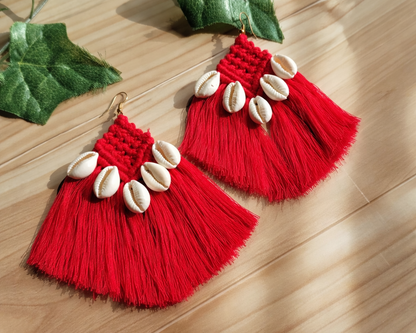 Red Shellora Hanging Earring