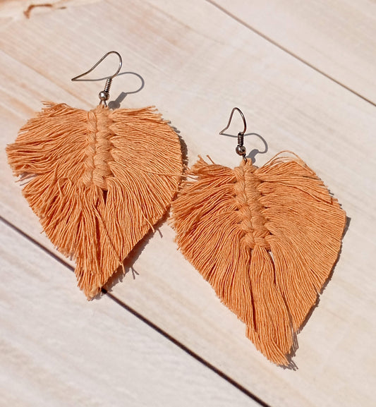 Tan Leaf Earring